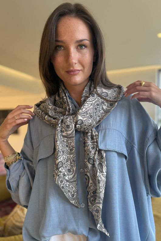 Paisley Park Triangle Neckerchief Stone & Charcoal **